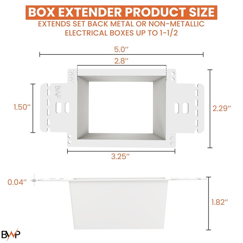BWP 1 Pack Electrical Outlet Box Extender 1 Gang - Electrical Box Extender with 2 Screws -Single Gang Box Extender Outlet - Image 2